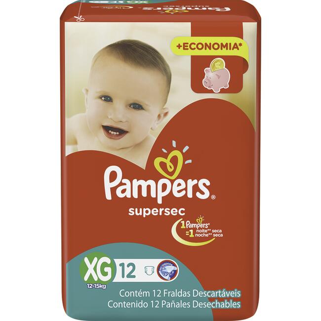 Fralda Descartável Pampers Supersec - XG 12 un