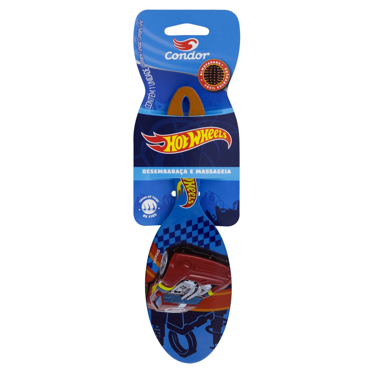 Escova para Cabelo Almofadada Oval Hot Wheels CONDOR
