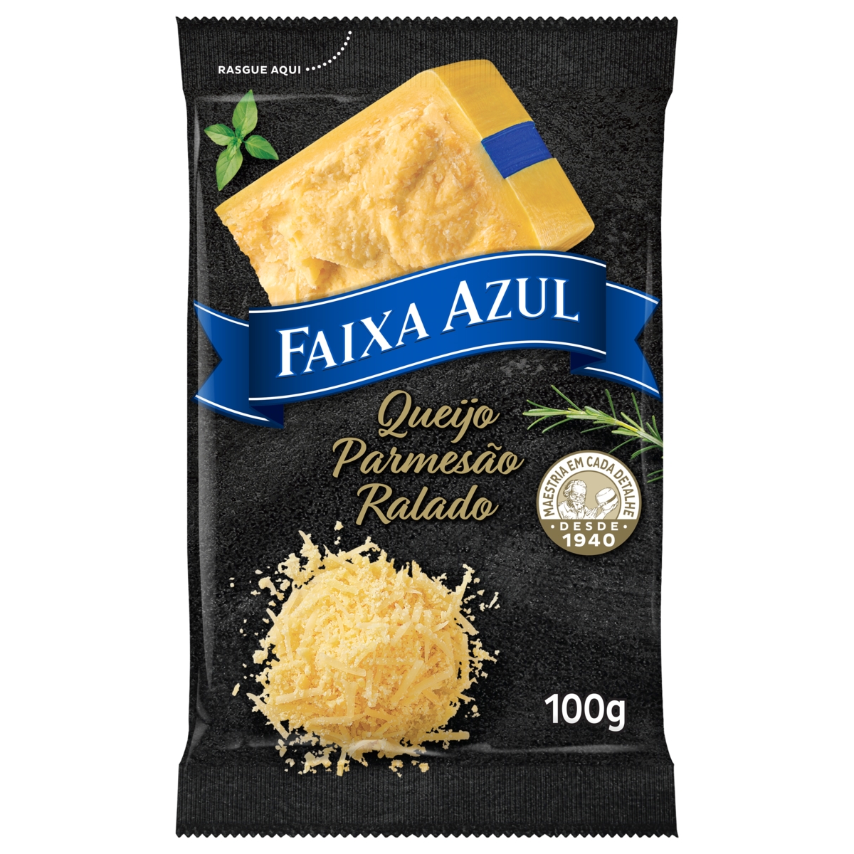Queijo Parmesão Ralado Faixa Azul Pacote 100g