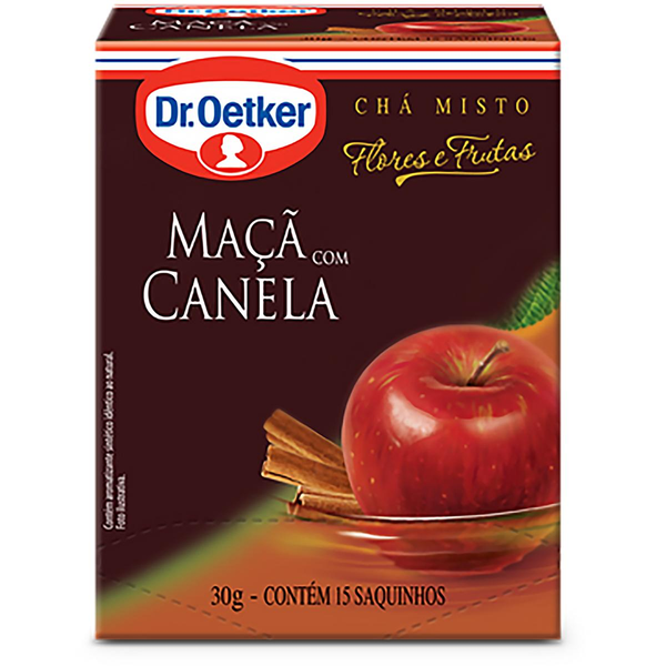 Chá DR OETKER Flores & Frutas maçã e canela Com 15 Saquinhos 30g