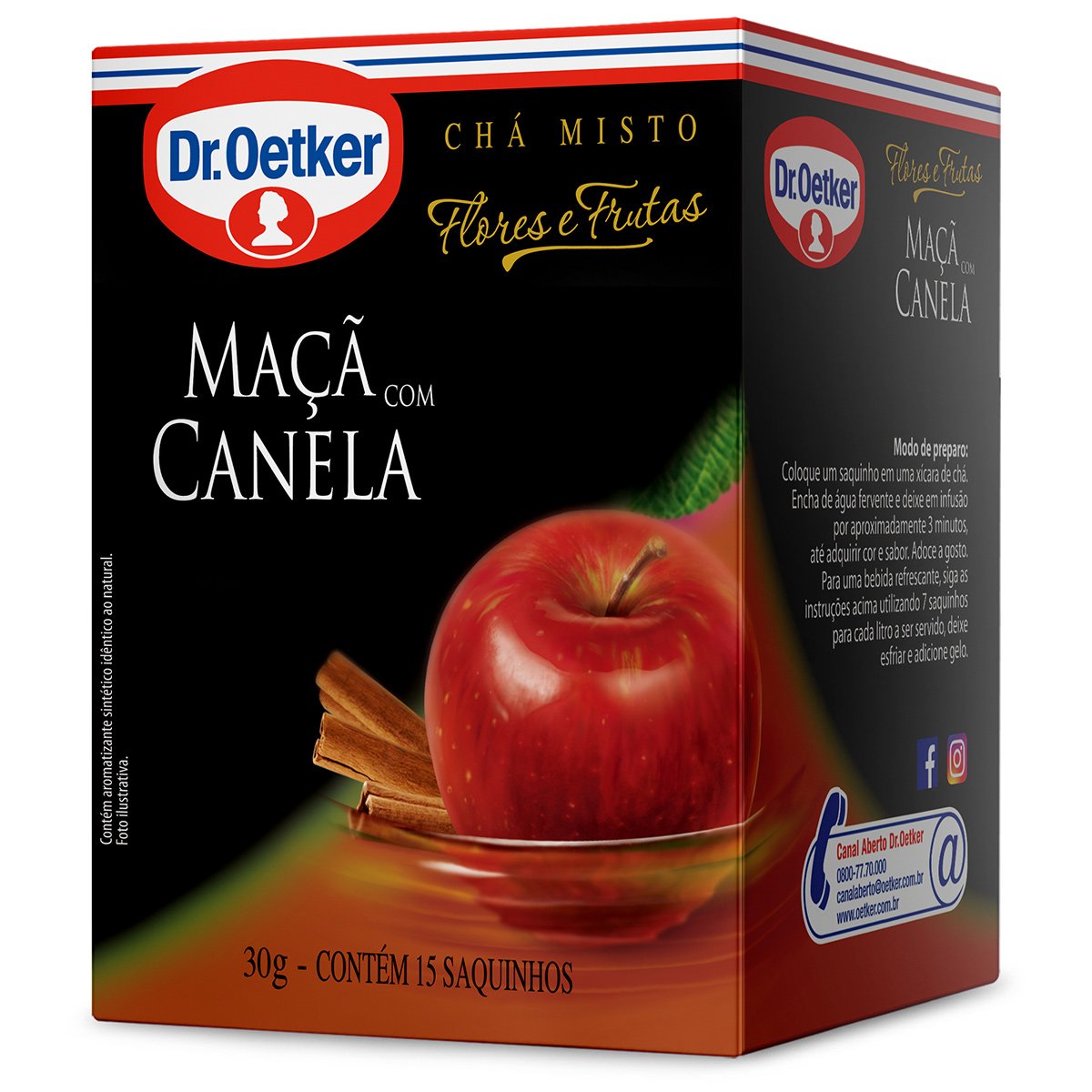 Chá DR OETKER Flores & Frutas maçã e canela Com 15 Saquinhos 30g