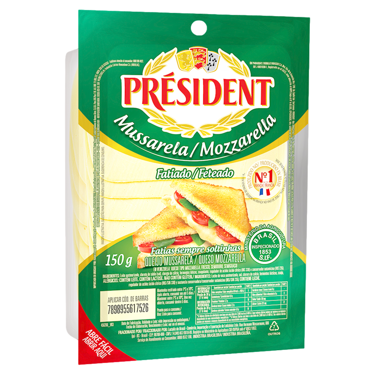 Queijo Mussarela Président Fatiado 150g