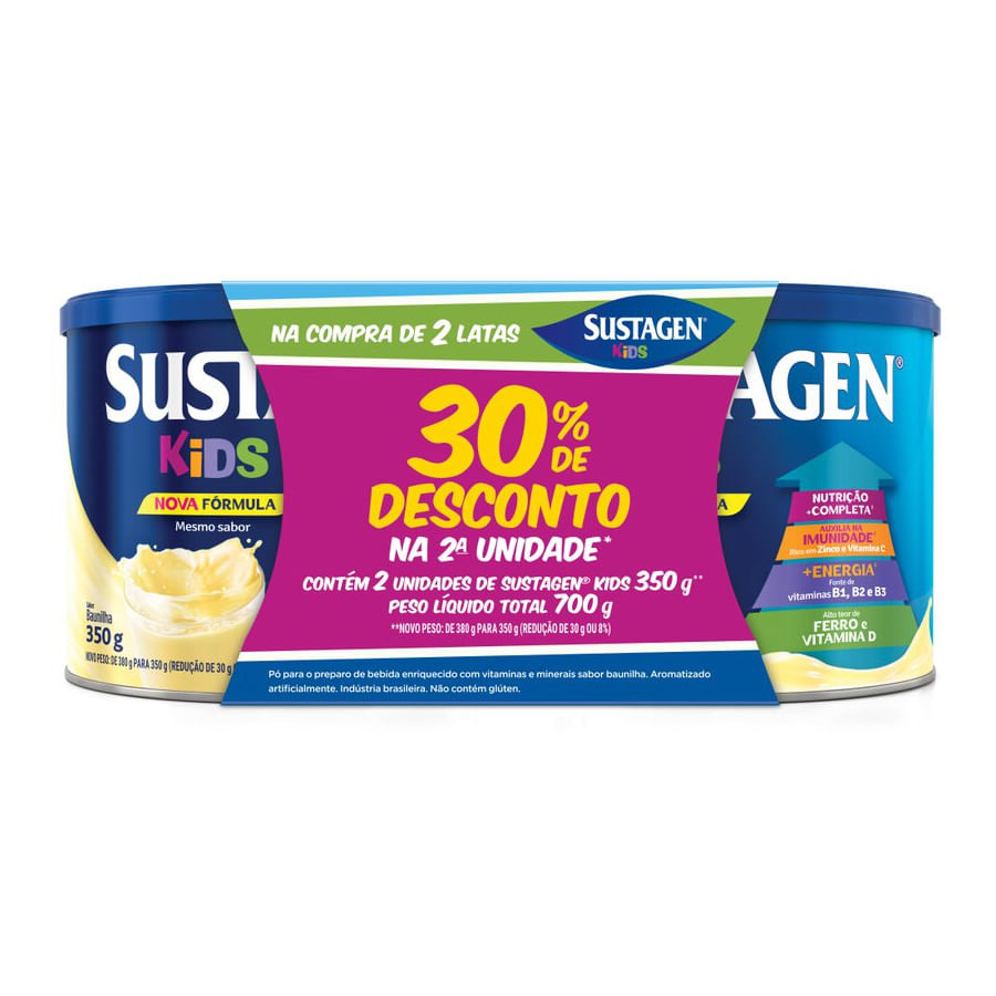 Complemento Alimentar SUSTAGEN Kids Baunilha 700g 30% de Desconto na Segunda unidade