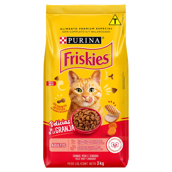 Ração Seca Purina Friskies para Gatos Adultos Frango 3kg