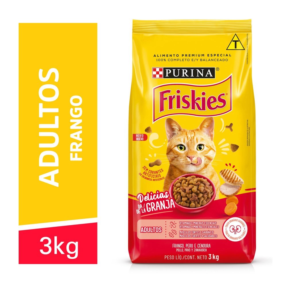 Ração Seca Purina Friskies para Gatos Adultos Frango 3kg