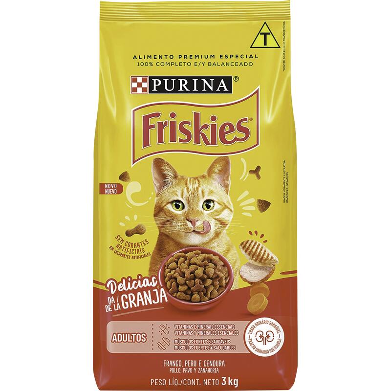 Ração Seca Purina Friskies para Gatos Adultos Frango 3kg