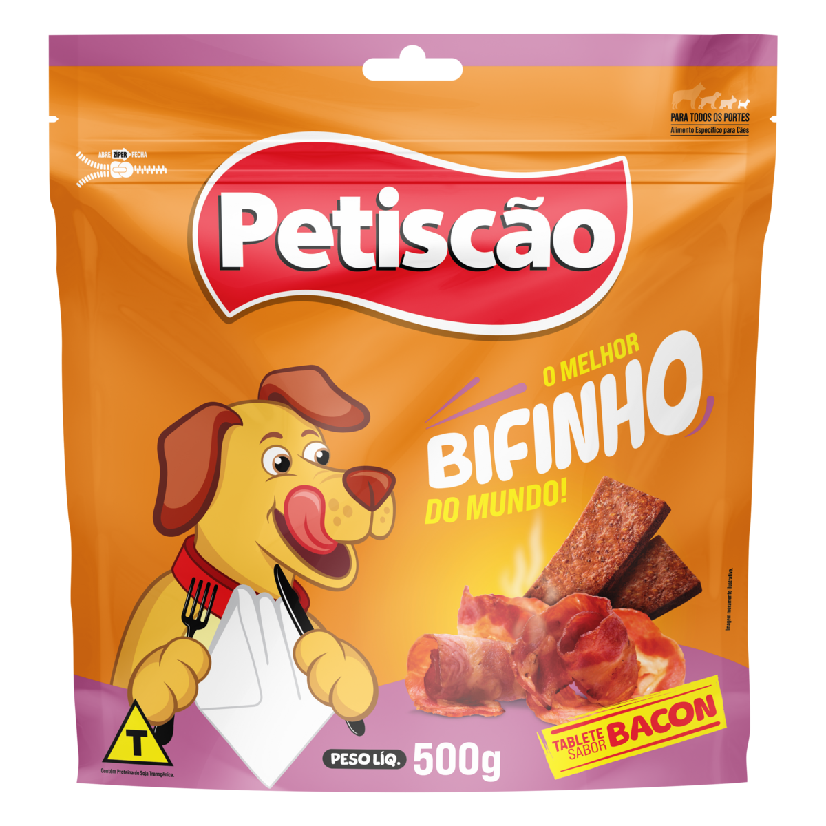 Bifinho Tablete para Cães Bacon Petiscão Pouch 500g