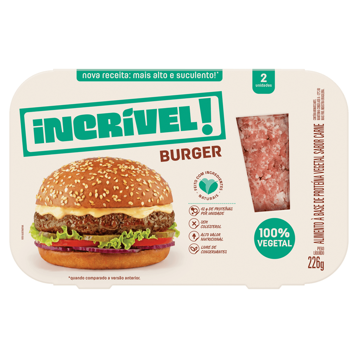 Hambúrguer de Carne 100% Vegetal Incrível! 226g
