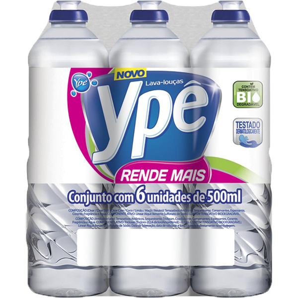 Detergente Ypê Clear 500ml 6un