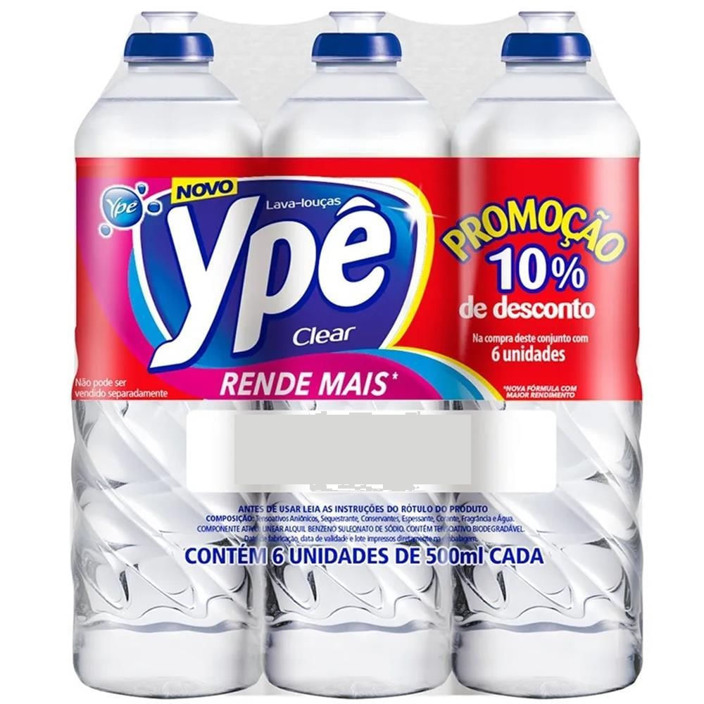 Detergente Ypê Clear 500ml 6un