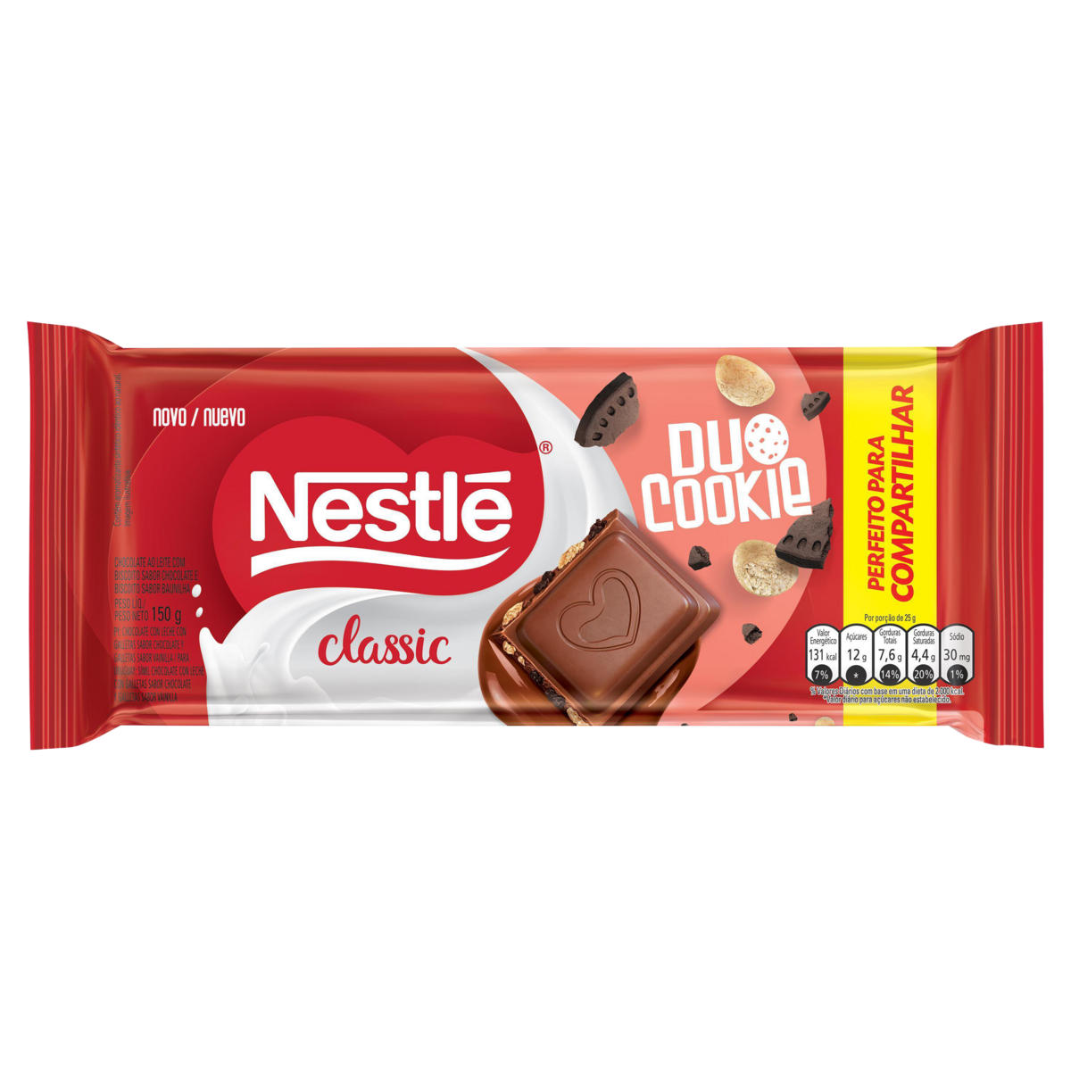 Chocolate ao Leite Duo Cookie Classic Pacote 150g