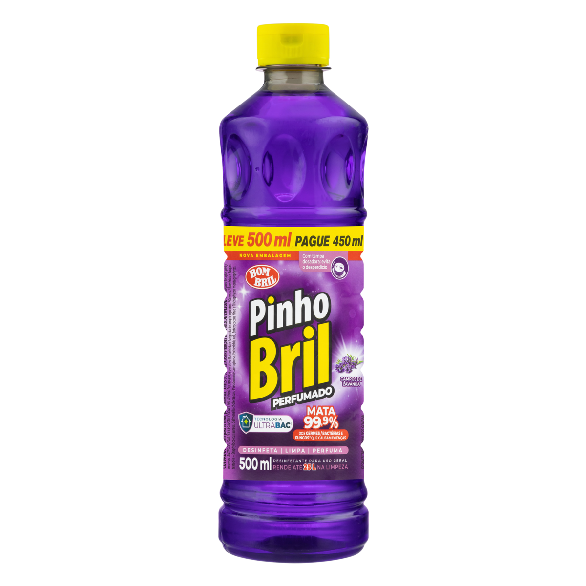 Desinfetante Perfumado Campos de Lavanda Pinho Bril Squeeze Leve 500ml Pague 450ml