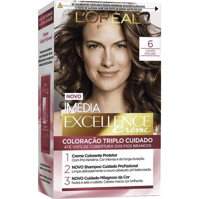 Tintura Permanente Imédia Excellence L’oréal Paris 6.0 Louro Escuro