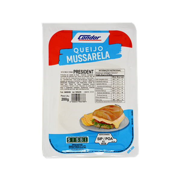 Queijo Président Condor 200g - Mussarela - Fatiado