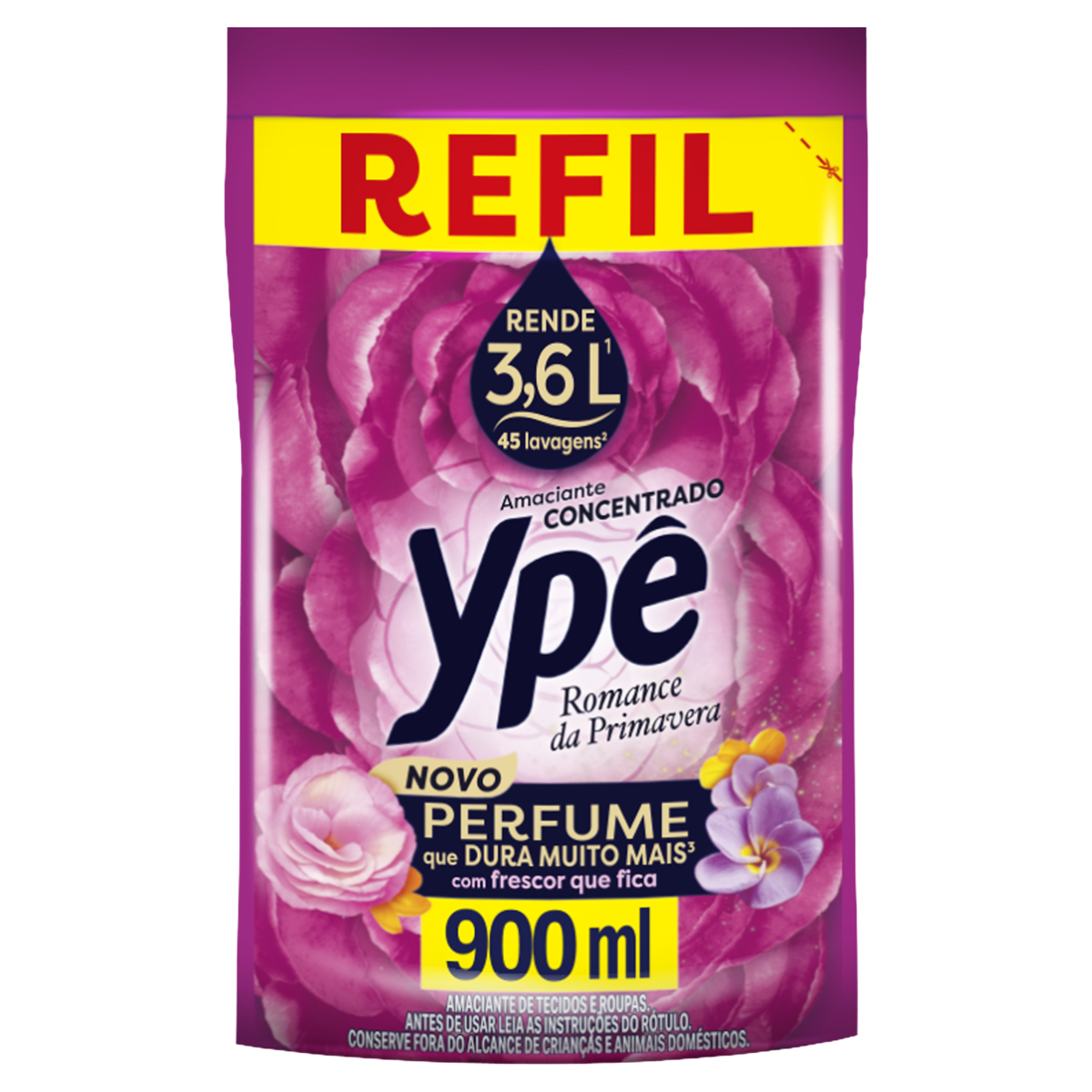 Amaciante de Roupa Concentrado Pink Garden Ypê Pouch 900ml Refil Econômico