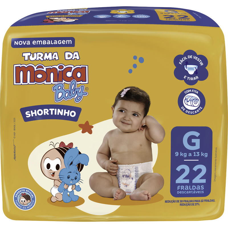 Fralda Descartável Turma da Mônica Short Jumbo G 22 un