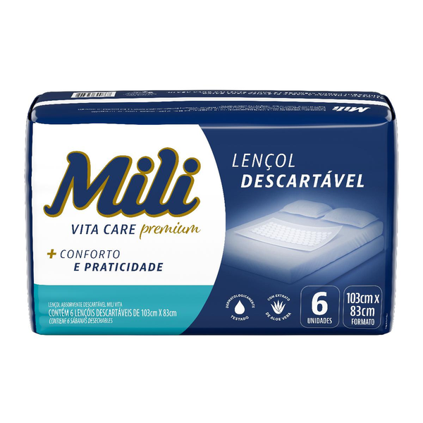 Lençol Absorvente Adulto Mili Vita Com 6 Lençóis