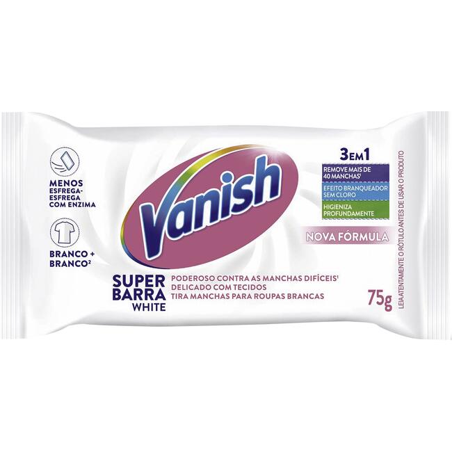 Tira Manchas em Barra Vanish White para Roupas Brancas 75g