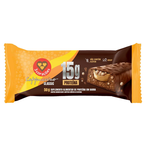 Barra 3 Corações 50g - Classic - 15g de Proteína