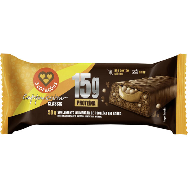 Barra 3 Corações 50g - Classic - 15g de Proteína