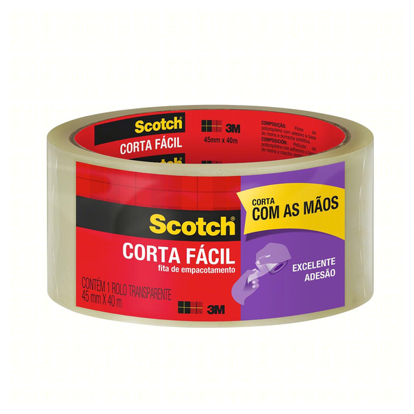 Fita Scotch Transparente Corta Fácil 45mm x 40m