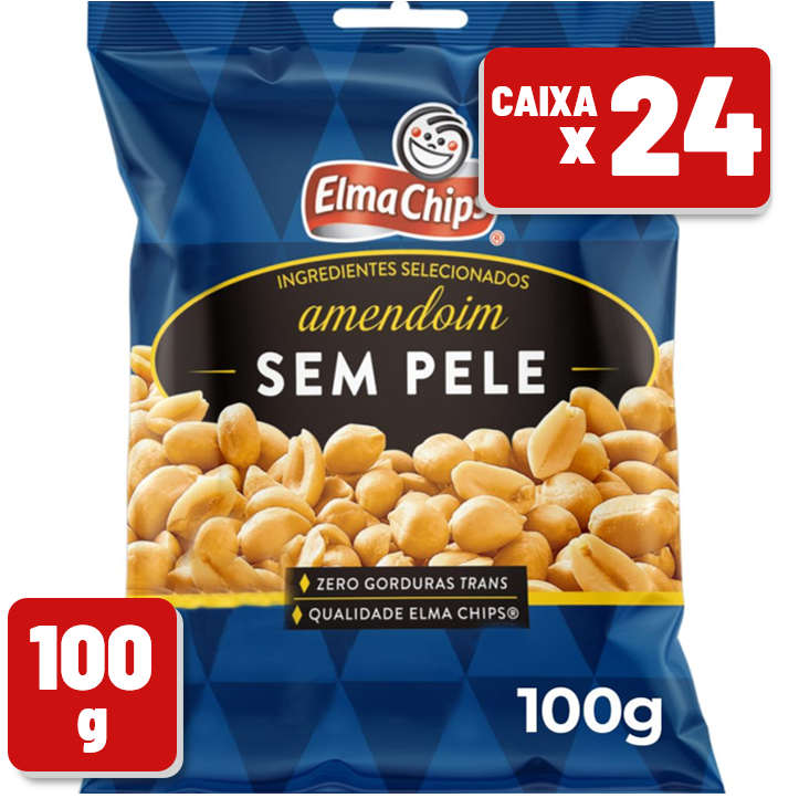 ELMA CHIPS AMENDOIM S PELE PCT 100 G CX C 24