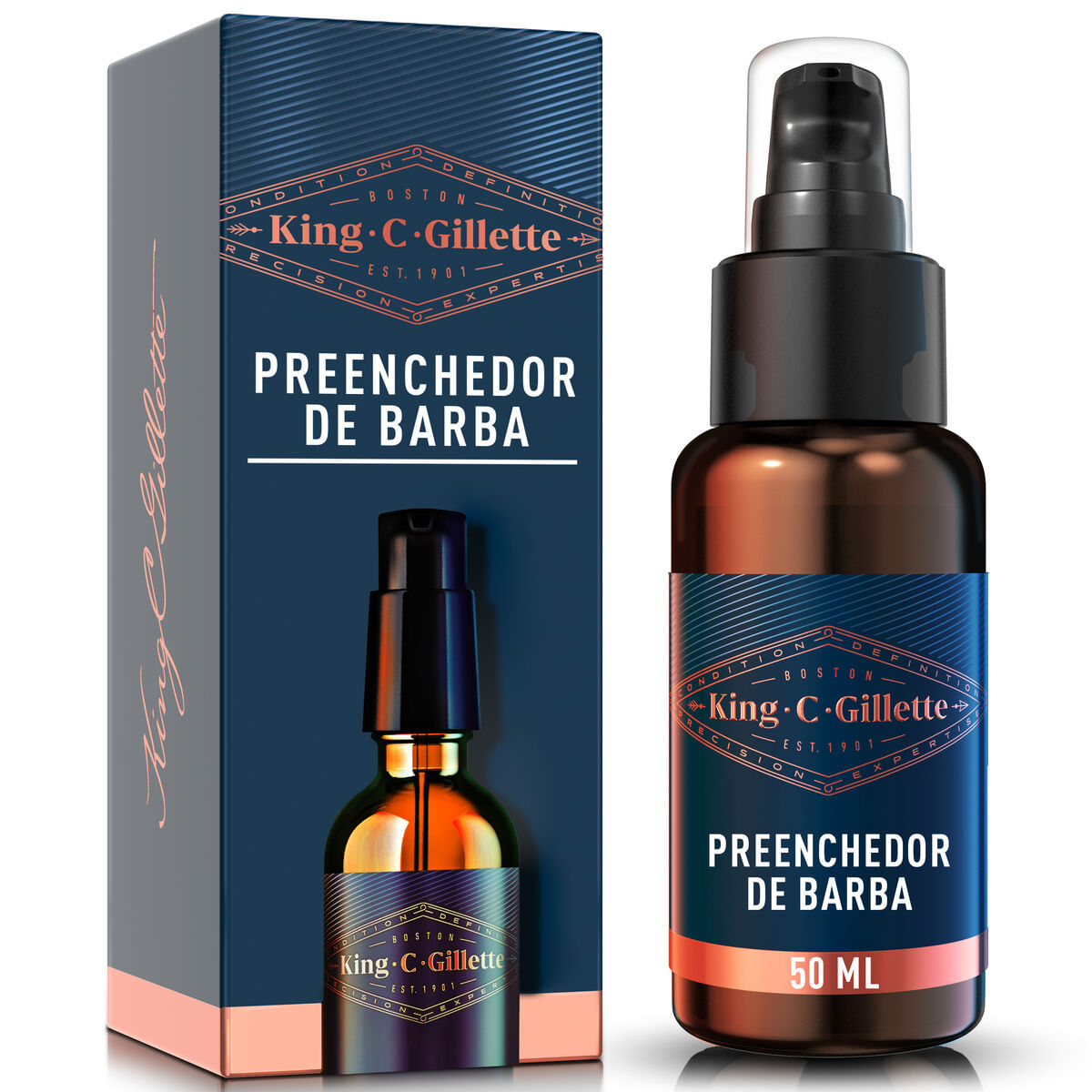 King C GILLETTE Preenchedor de Barba 50ml Sérum para barba
