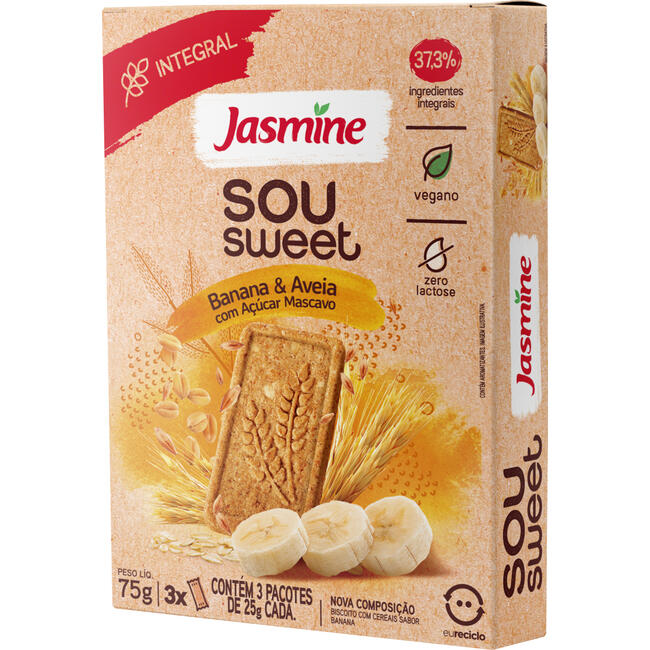 Biscoito Jasmine 75g - Integral - Banana & Aveia