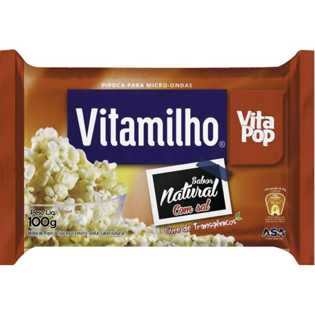 Milho de Pipoca para Micro-ondas Vitamilho Natural 100g