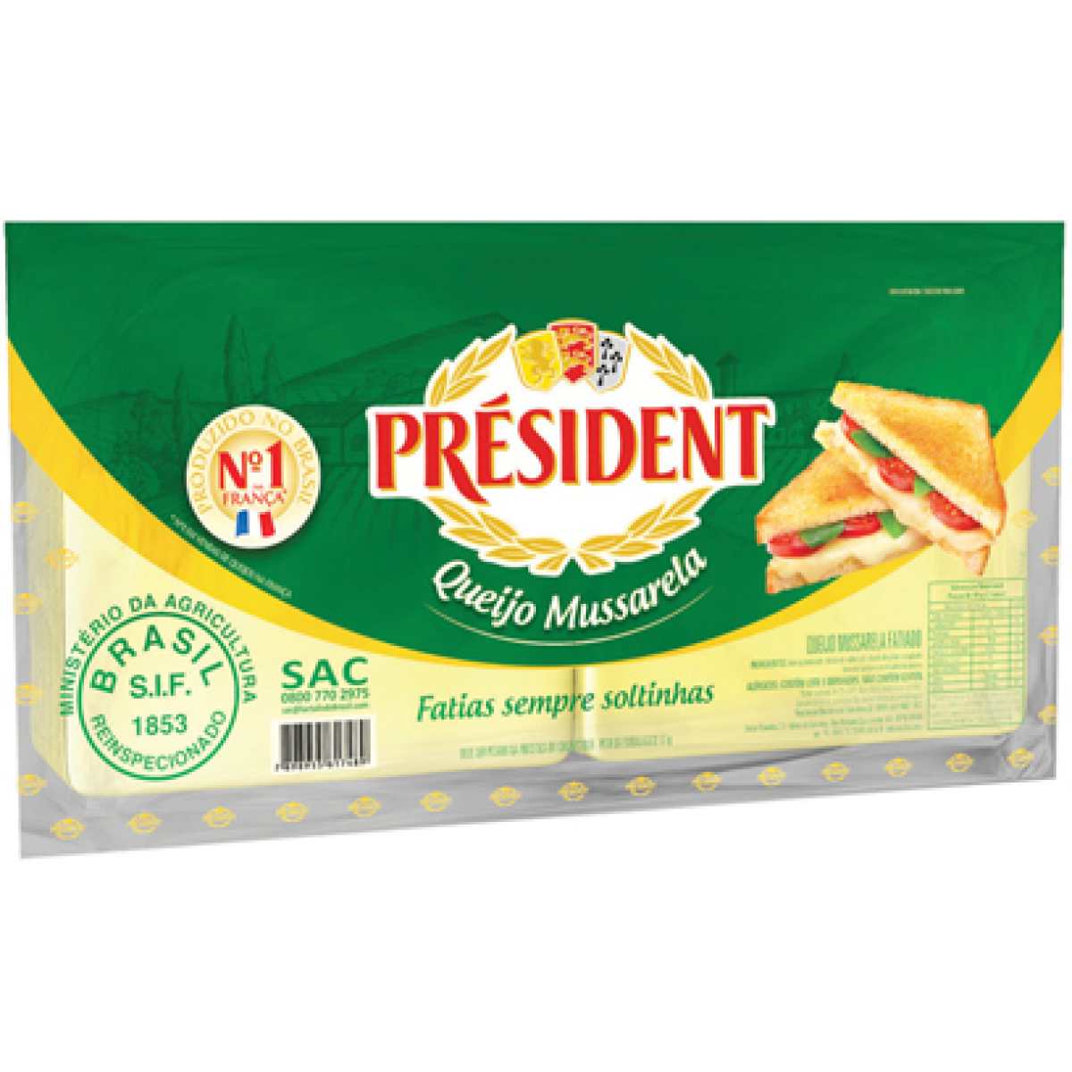 Queijo Mussarela PRESIDENT Fatiado 200g