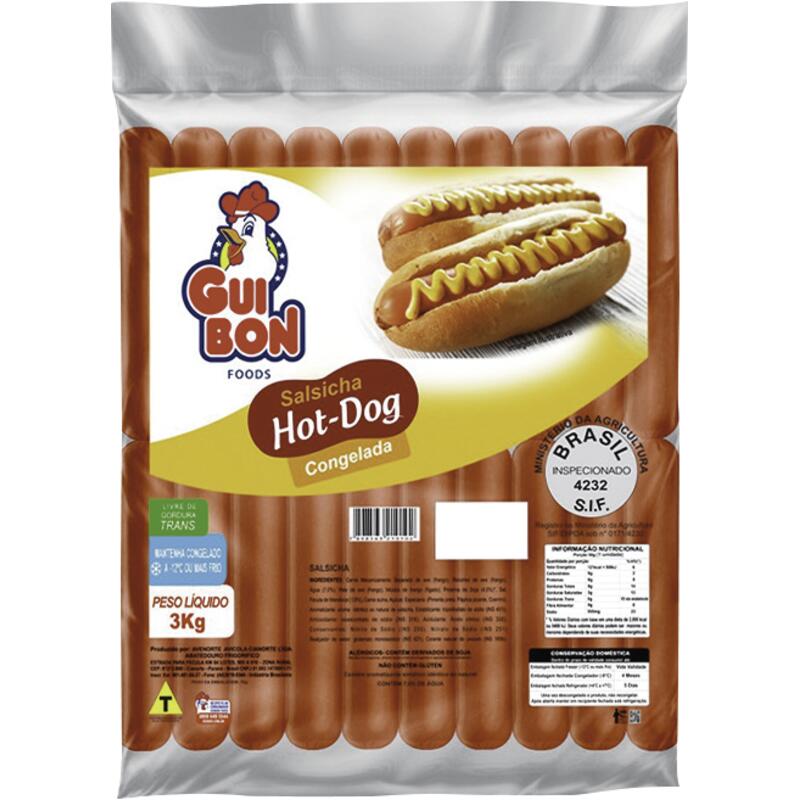 Salsicha Hot Dog Guibon Congelada 3kg