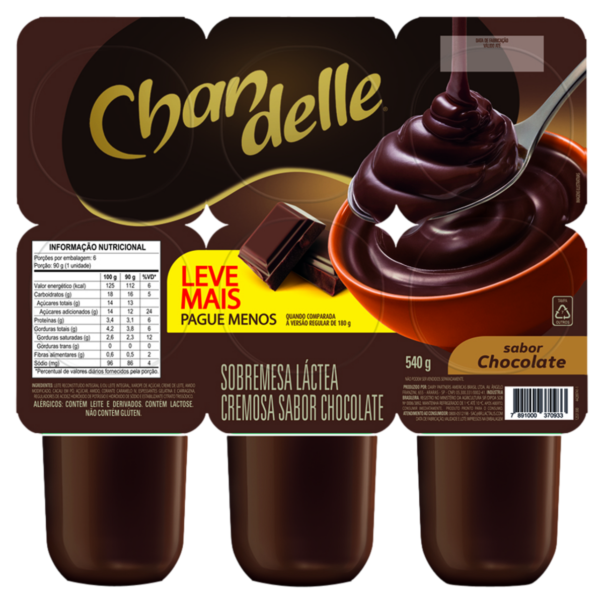 Sobremesa Láctea CHANDELLE Chocolate 540g