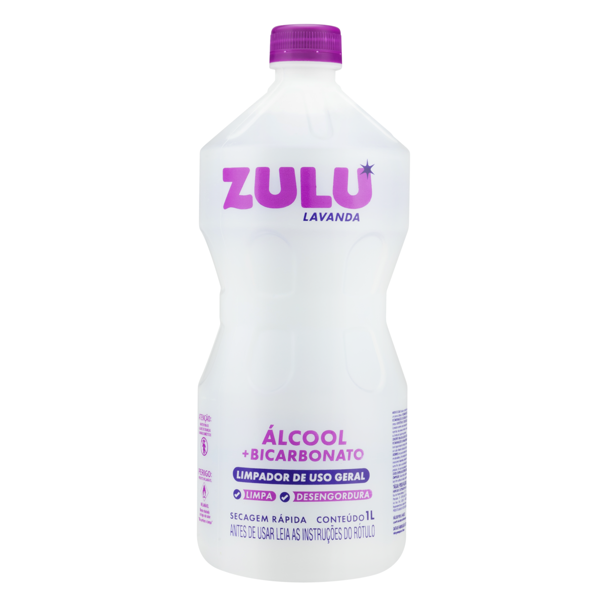 Álcool Líquido com Bicarbonato Lavanda Zulu Frasco 1l