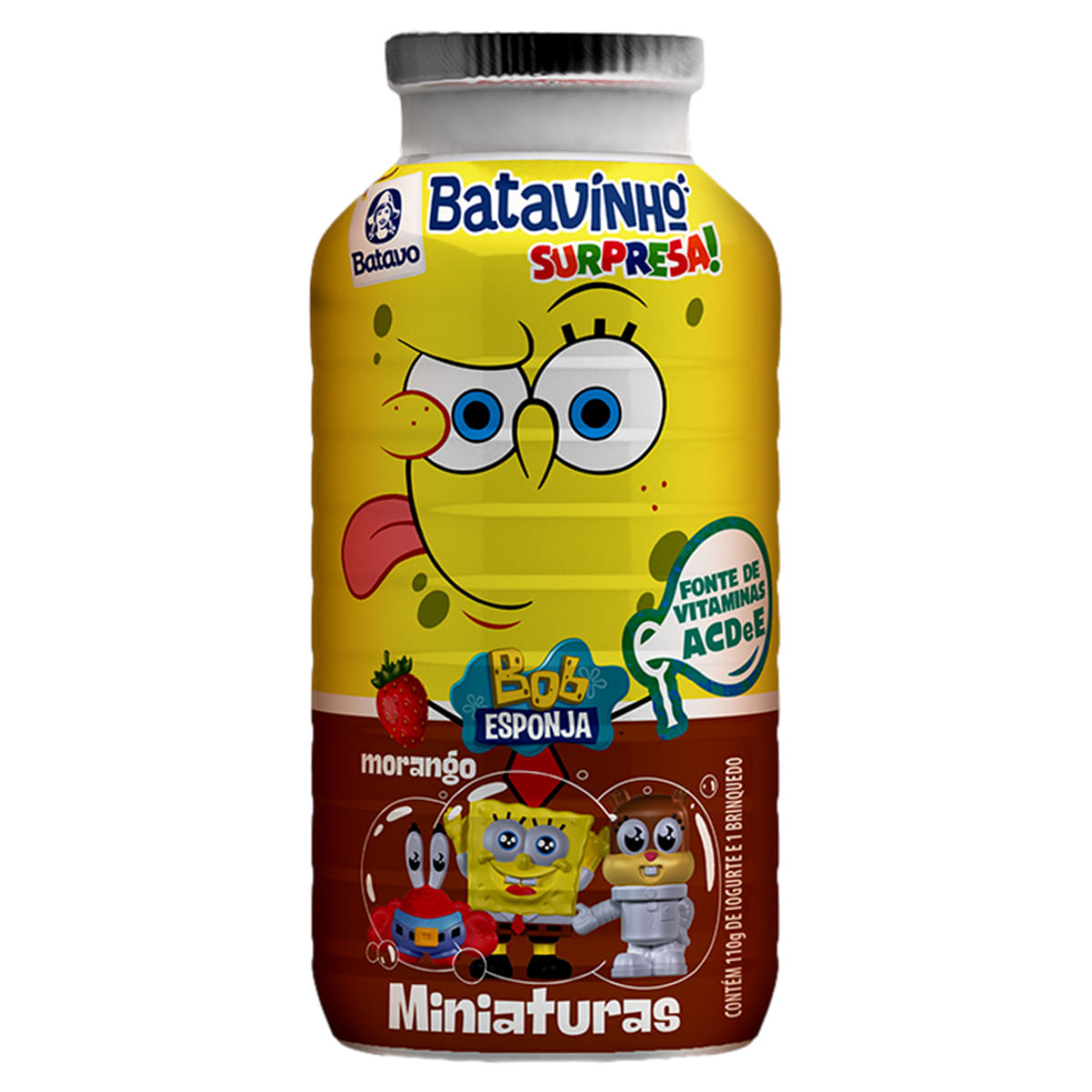 Iogurte BATAVINHO Bob Esponja Morango Surpresa 110g Vem um Brinquedo