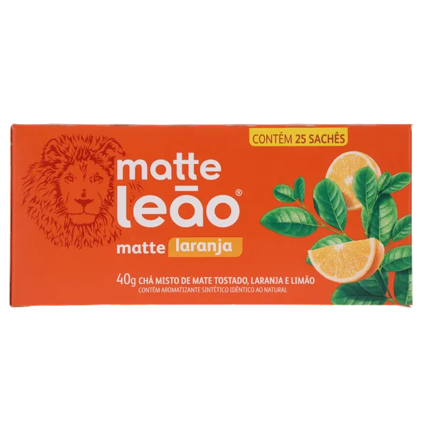 Chá Matte Leão 40g - Laranja - Com 25 Saquinhos