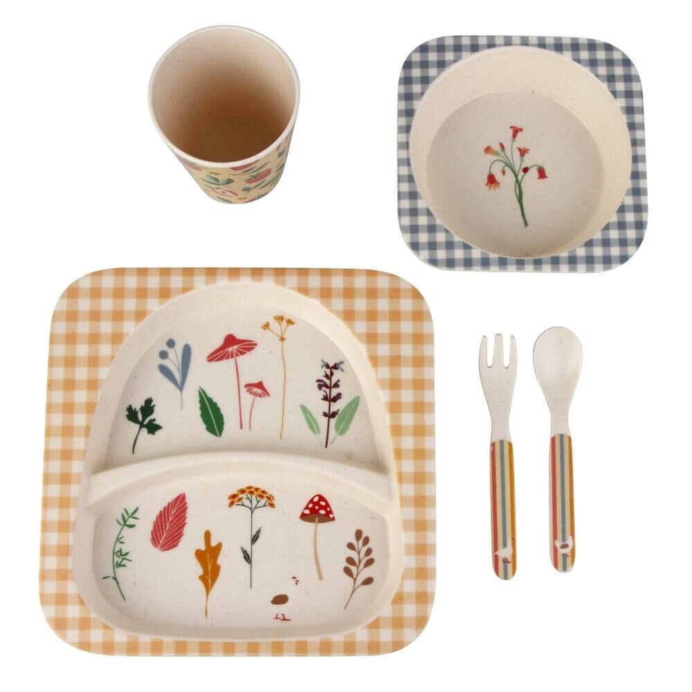 Kit Alimentação A\BABY Fibra De Bambu Cottage Com 5 Peças