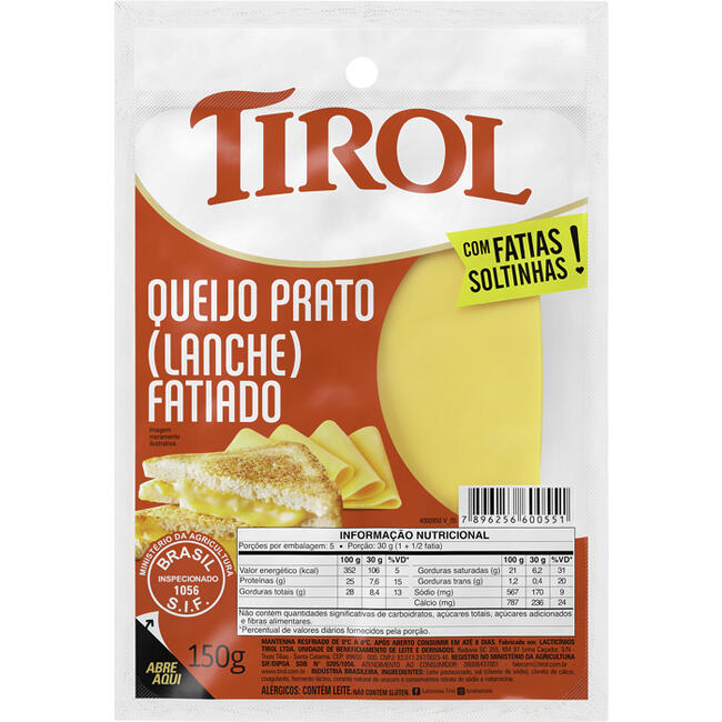 Queijo Prato Tirol Fatiado 150g