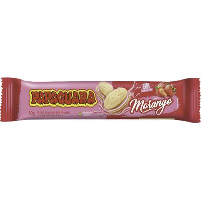 Biscoito Recheado Papaguara Morango 80g