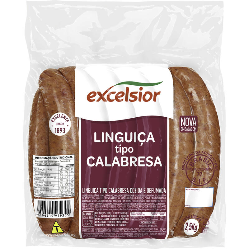 Linguiça Tipo Calabresa Excelsior Defumada 2,5kg