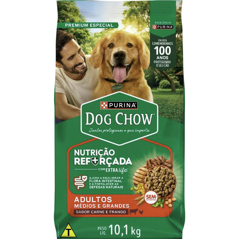 Ração Dog Chow 10,1kg - Adulto - Raças Médias e Grandes