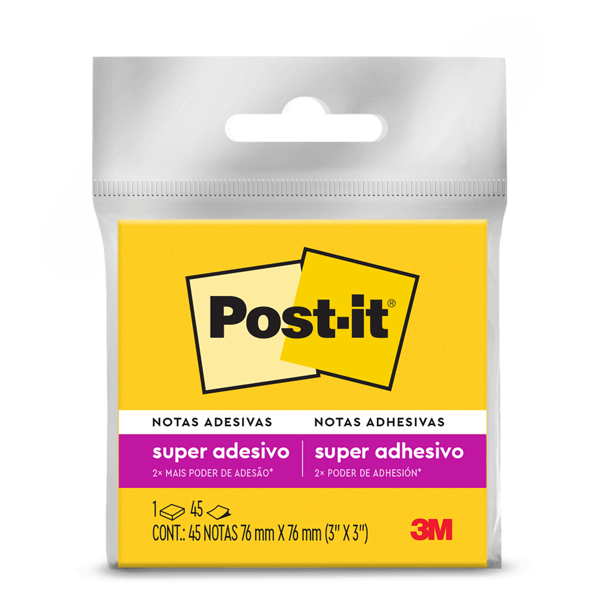 Bloco de Notas Post-it Adesivo Amarelo Neon 45 Folhas