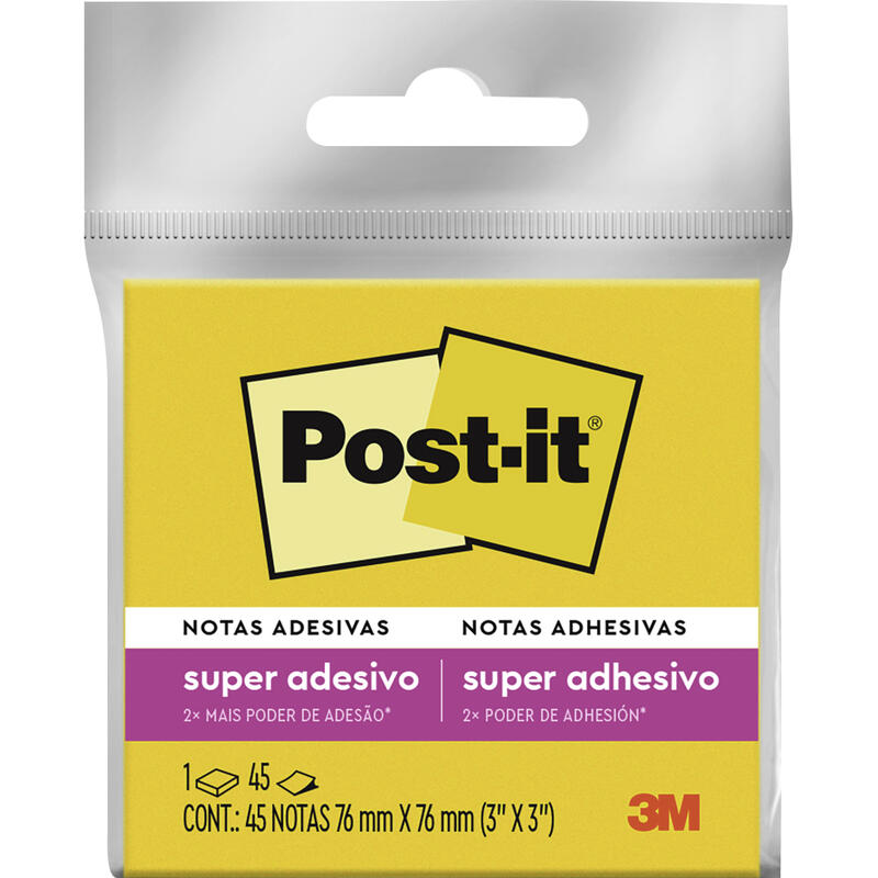 Bloco de Notas Post-it Adesivo Amarelo Neon 45 Folhas