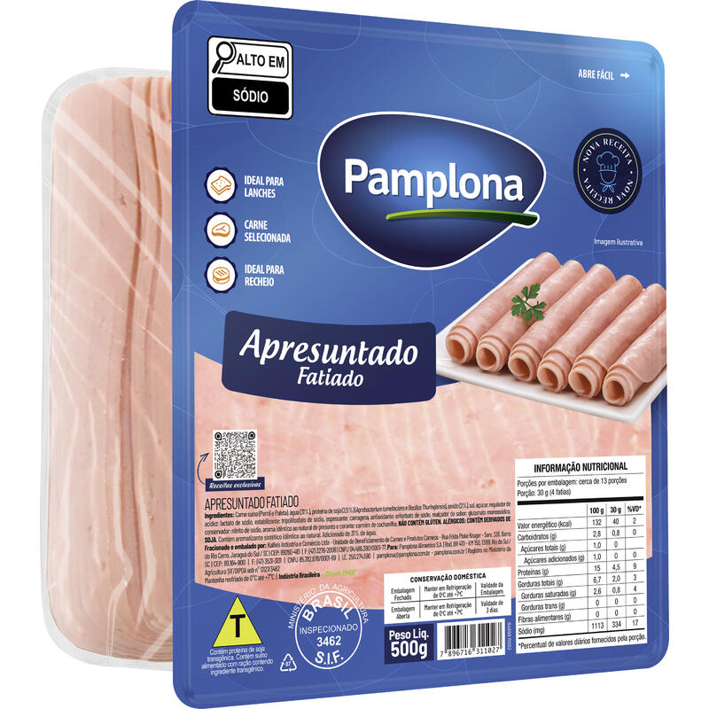 Apresuntado Pamplona Fatiado 500g