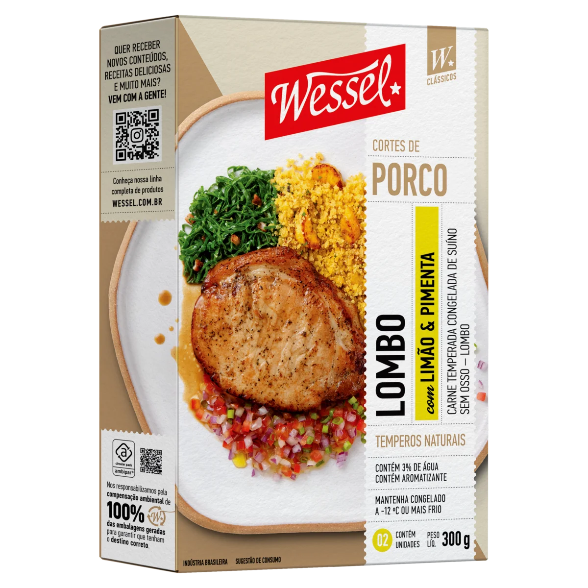 Lombo Suíno Congelado Temperado com Limão e Pimenta sem Osso Wessel Clássicos 300g 2 Unidades