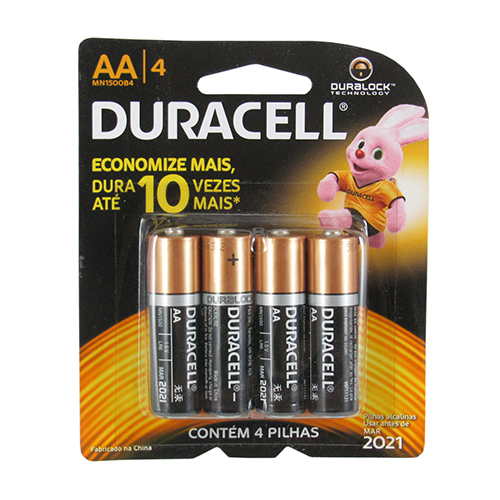 Pilha Duracell Alcalina AA com 4 un
