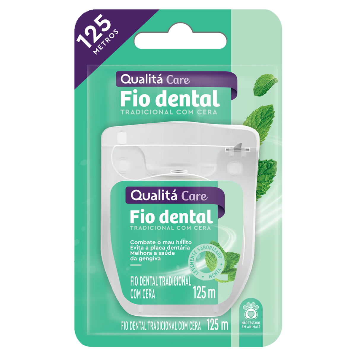 Fio Dental com Cera Tradicional Menta Qualitá Care 125m
