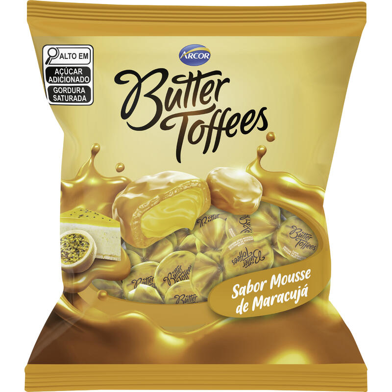 Bala Arcor Butter Toffees Maracujá 400g