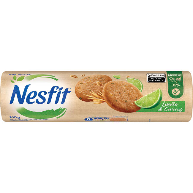 Biscoito Integral Limão & Cereais Nesfit Pacote 160g