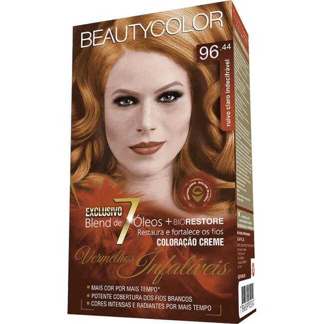Tintura para Cabelo Beauty Color 96.44 Ruivo claro Kit