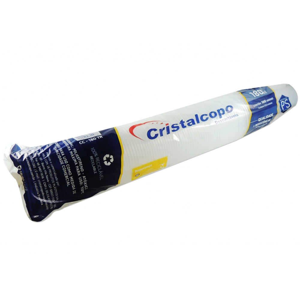 Copo Descartável Cristalcopo Transparente 180ml com 100un